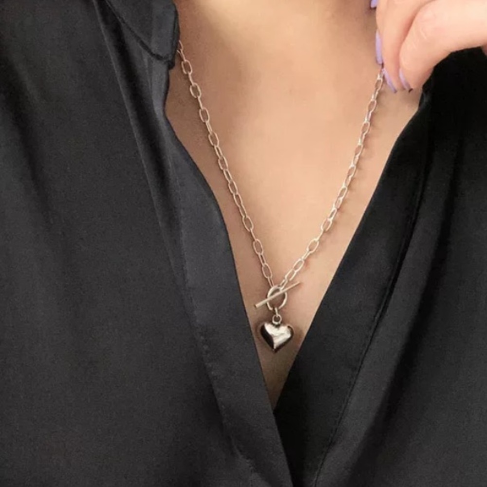 🤍Insta heart sterling silver necklace - Picture 4 of 7